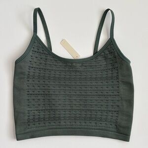 Madewell Seamless Pointelle Crop Cami Architect Green NWT Size S-M